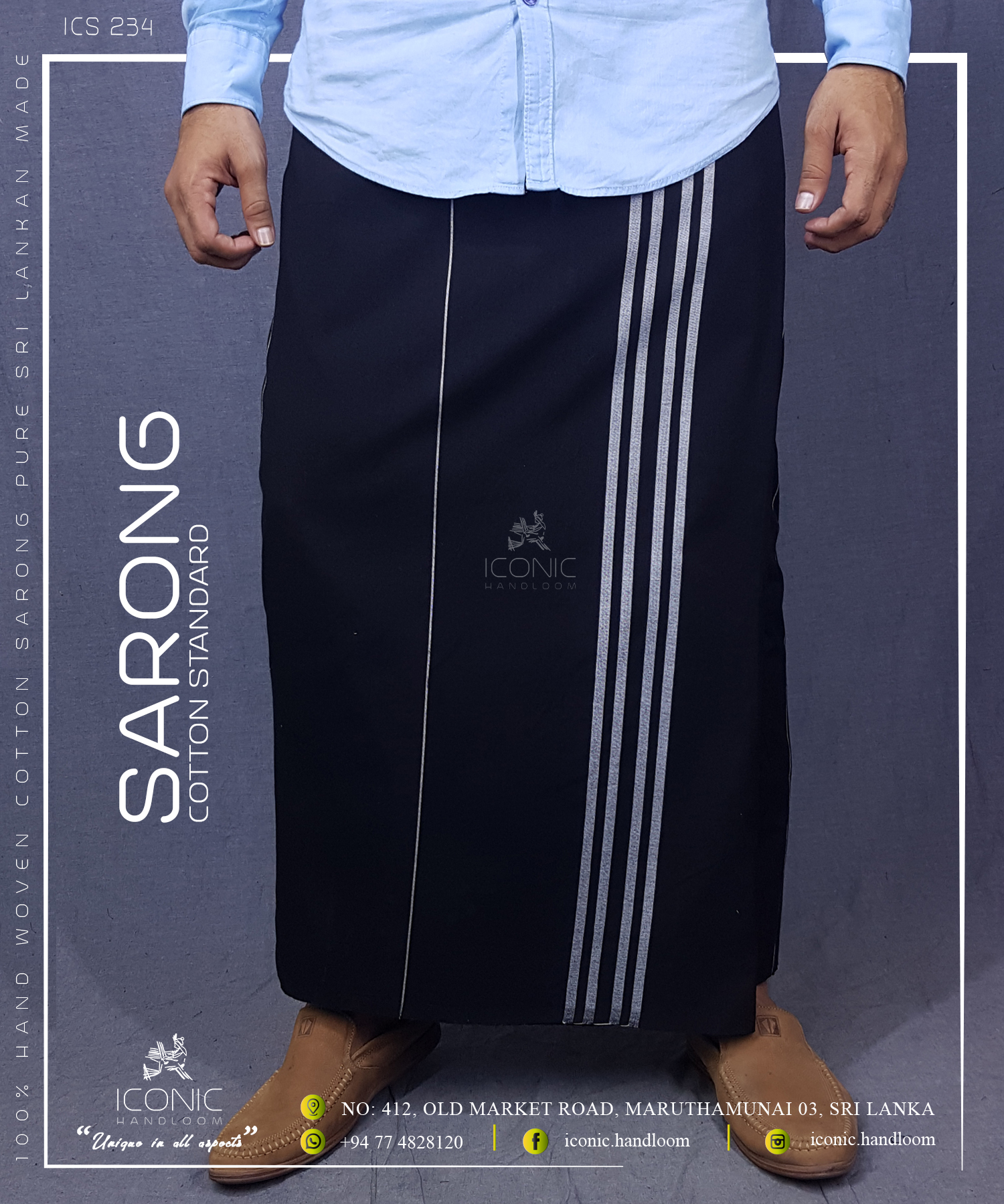 Handloom Cotton Sarong - Silver Stripes in Black