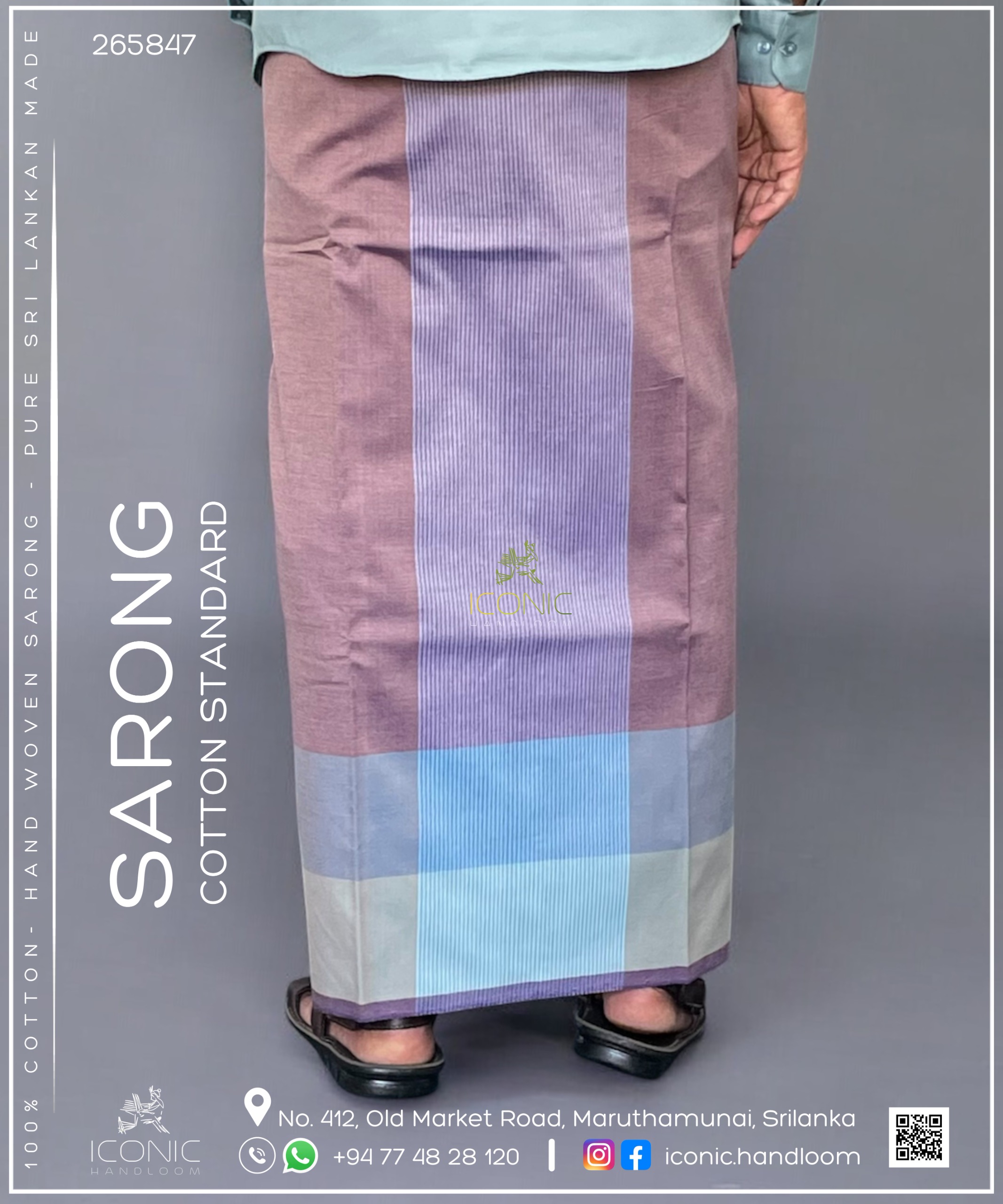 Handloom Cotton Sarong – Dusty Rose, Light Lavender, Deep Navy Blue, Teal Blue, Yellow, Aqua Blue & Golden Yellow with Mint Green and Turquoise Blue 265847