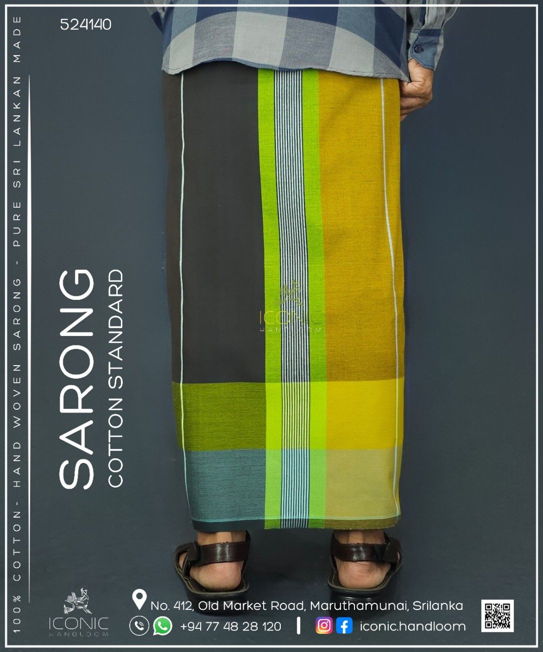 Handloom Cotton Sarong - The Sigiriya Sunset - ICS 524140