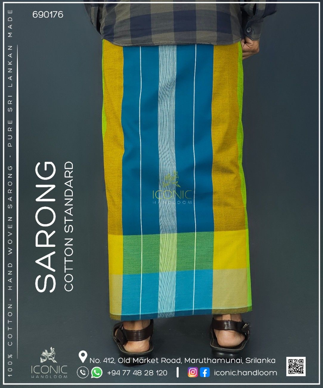 Handloom Cotton Sarong - The Royal Reef  -  ICS 690176