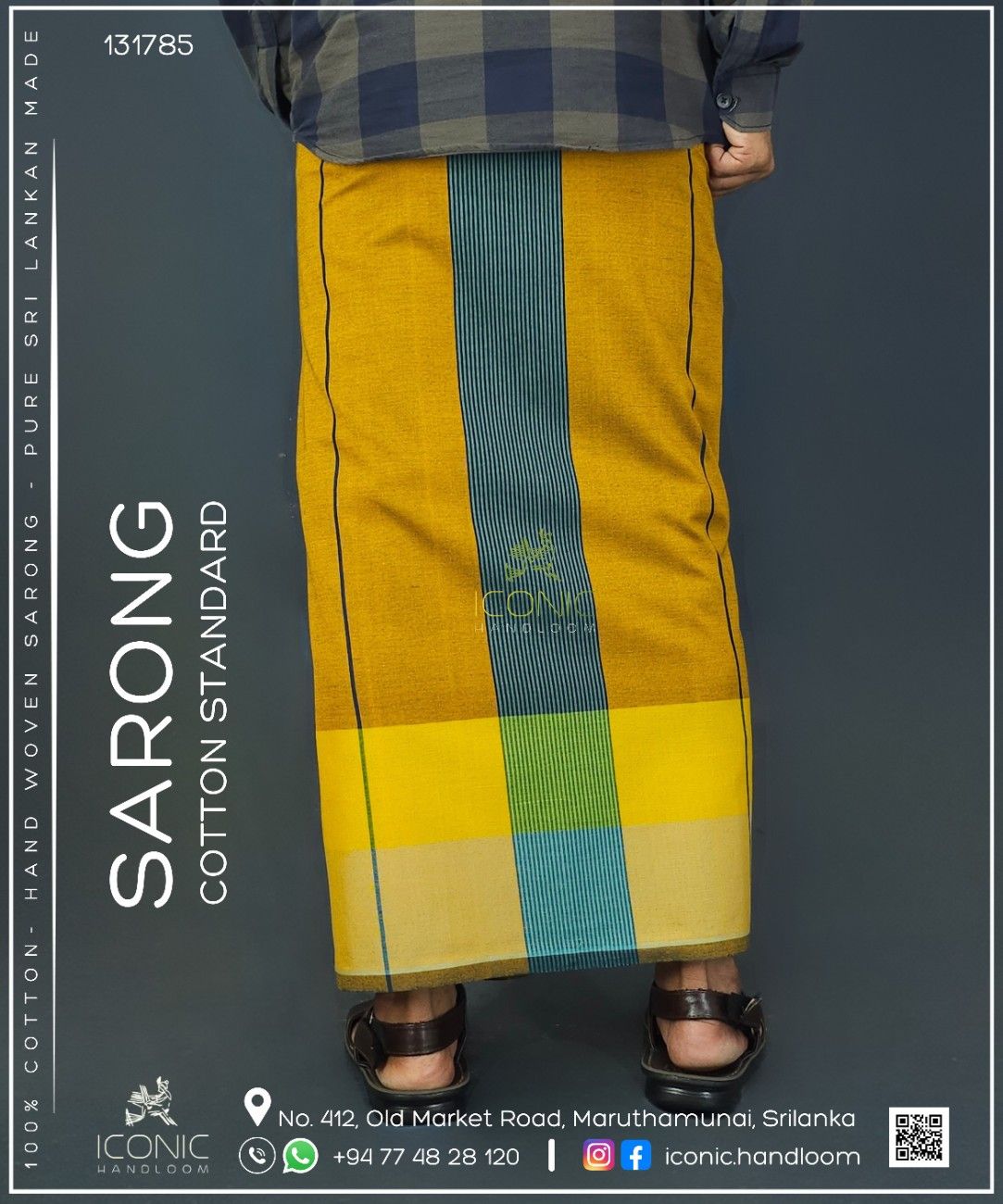 Handloom Cotton Sarong - The Amber Grid  -  ICS 131785