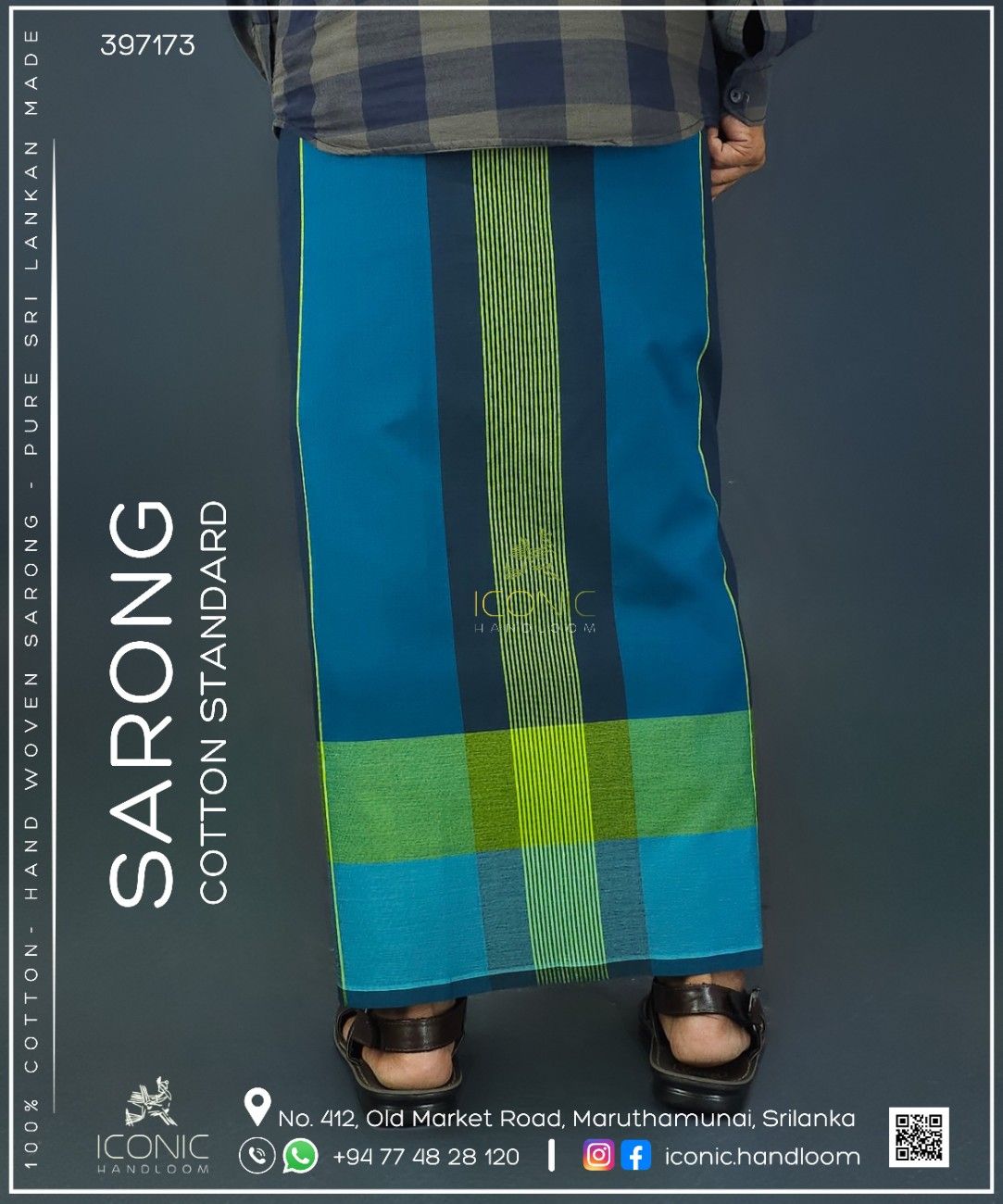 Handloom Cotton Sarong - The Baltic Current  -  ICS 397173
