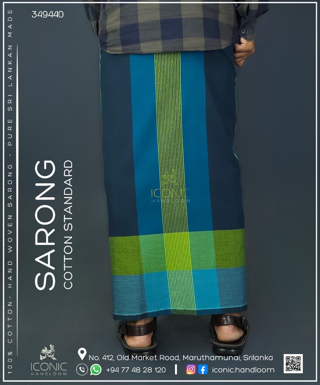 Handloom Cotton Sarong - The Baltic Current  -  ICS 349440