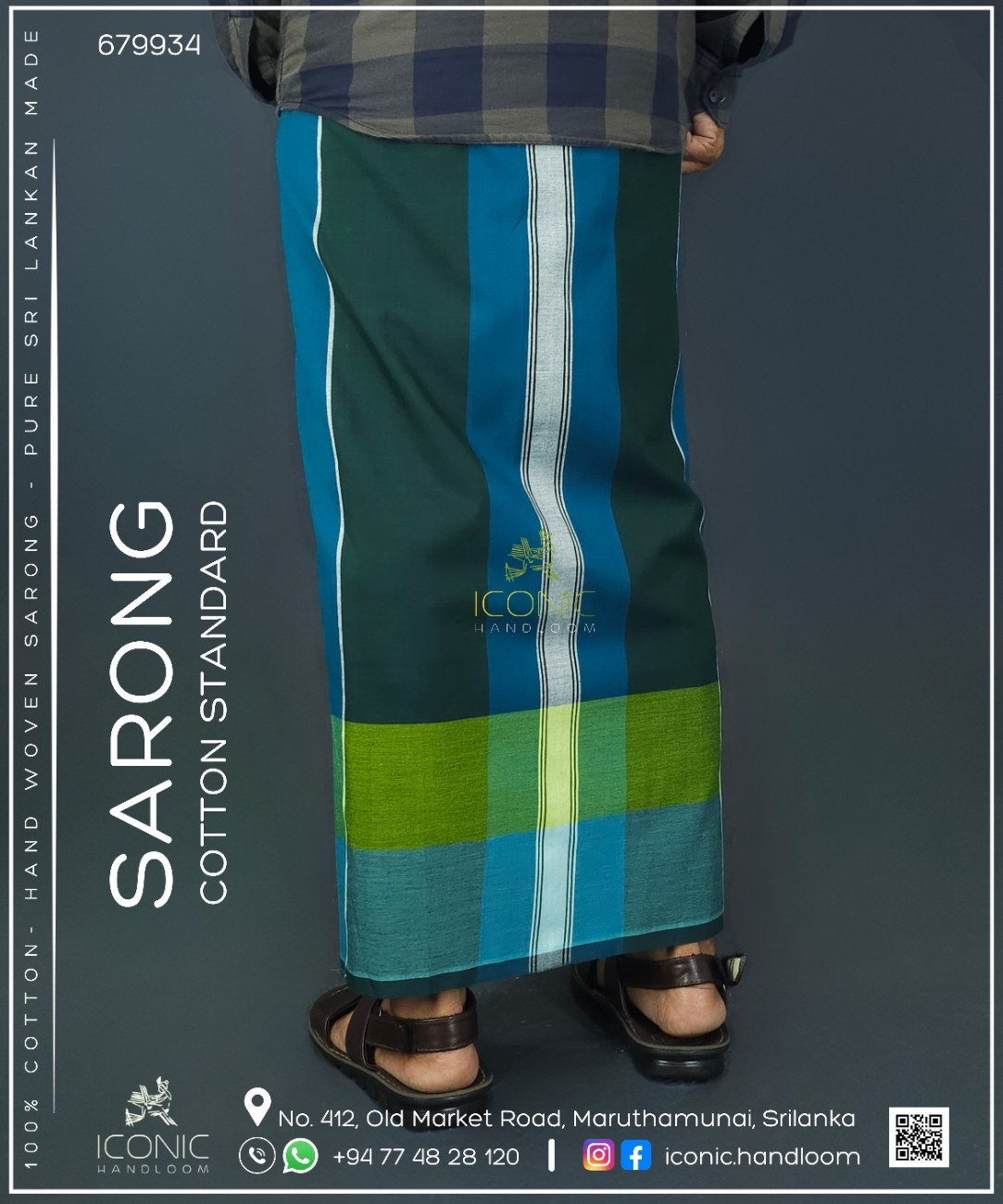 Handloom Cotton Sarong - The Oceanic Crest  -  ICS 679934