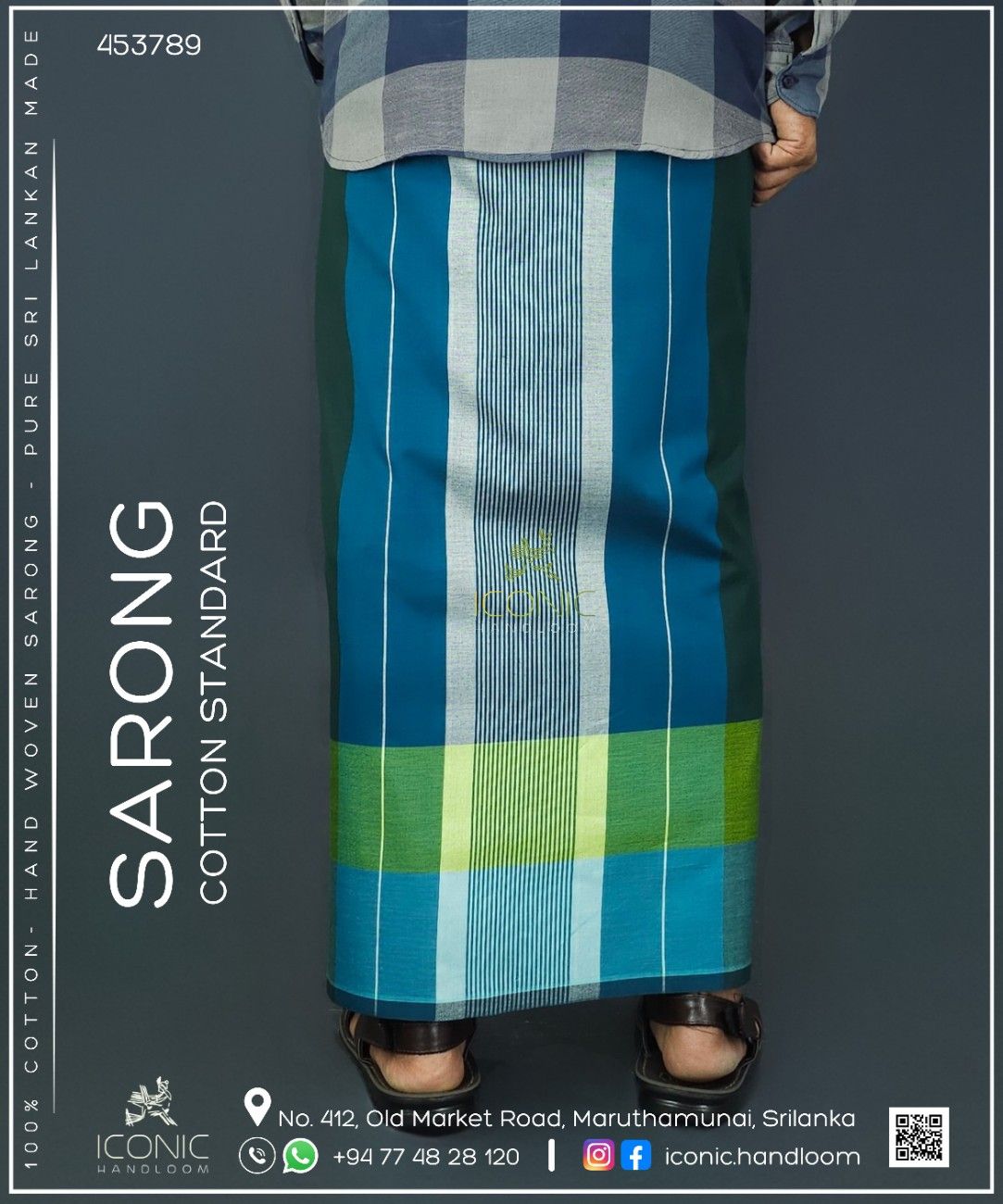 Handloom Cotton Sarong - The Glacier Tide  -  ICS 453789
