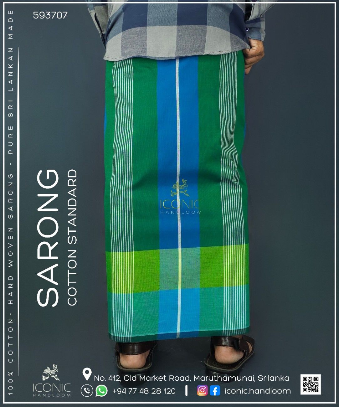 Handloom Cotton Sarong - The Nilaveli Wave  -  ICS 593707