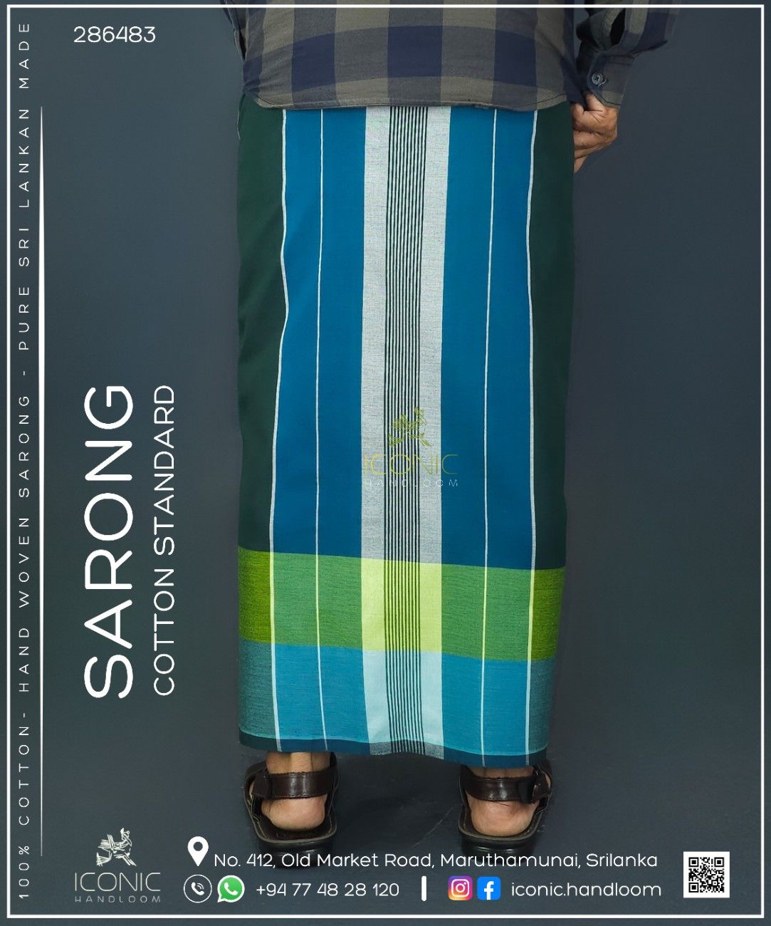 Handloom Cotton Sarong - The Glacier Tide  -  ICS 286483