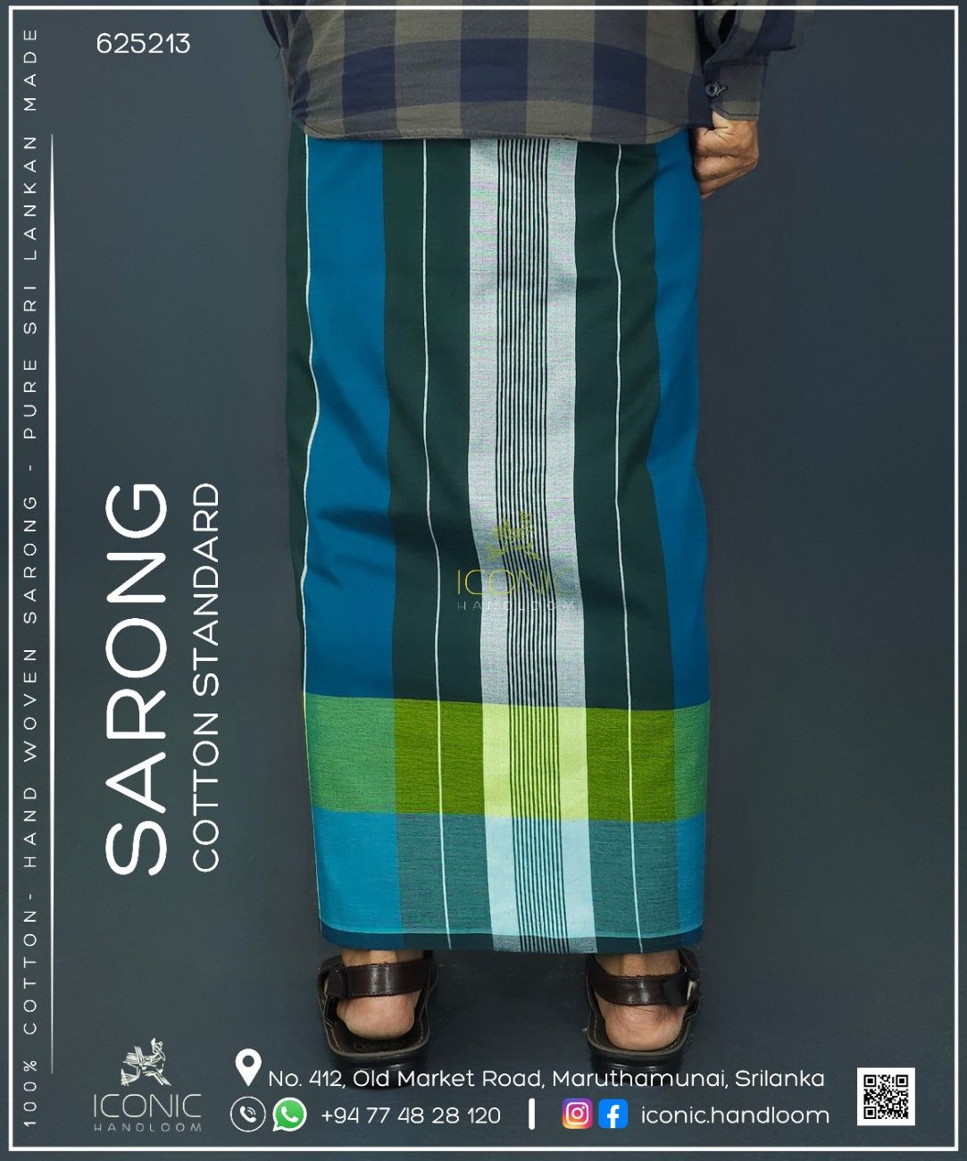 Handloom Cotton Sarong - The Glacier Tide  -  ICS 625213