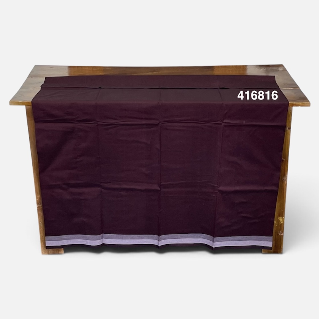 Handloom Cotton Sarong - Burgundy with Off White Bottom Border-  ICS 416816