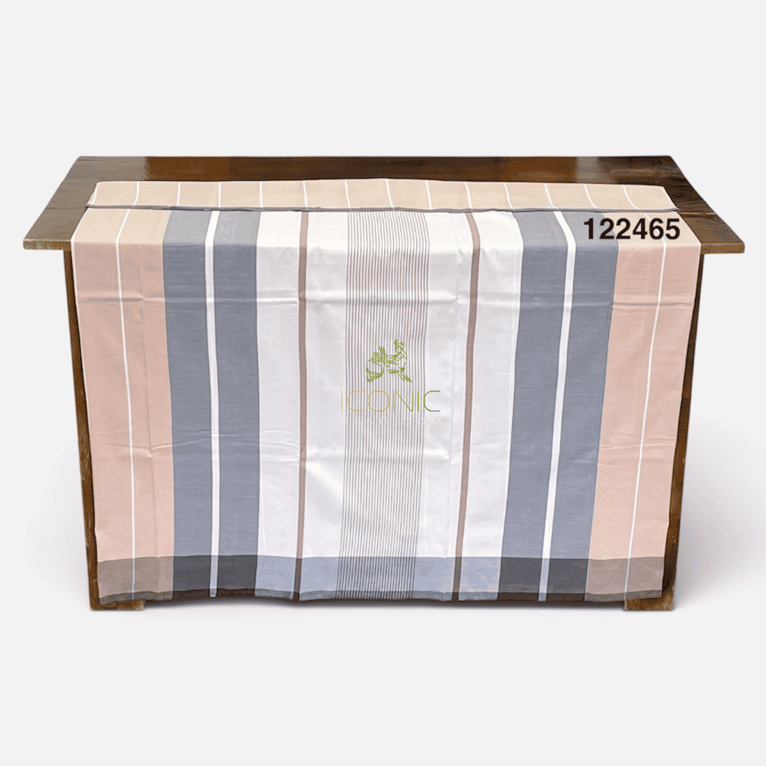 Handloom Cotton Sarong - Light Brown, Light Grey and White with Light Peach  -  ICS 122465
