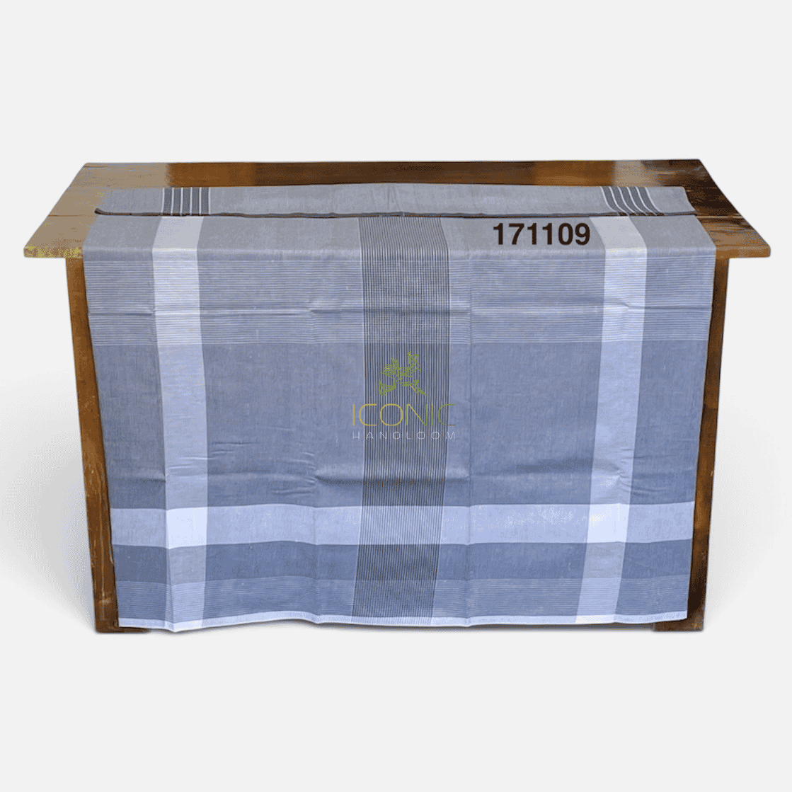 Handloom Cotton Sarong - Light Grey, Silver and Dark Grey with Horizontal Stripes  -  ICS 171109